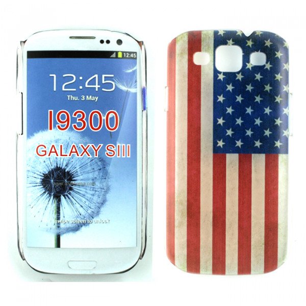 Wholesale Samsung Galaxy S3 American Flag Design Case (Transparent)
